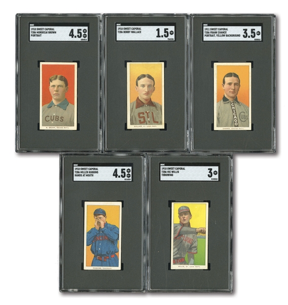 1909-11 T206 WHITE BORDER SWEET CAPORAL LOT OF (78) INCL. 11 DIFFERENT HALL OF FAMERS